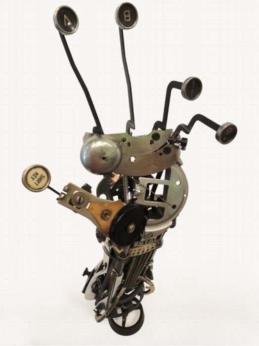 sculpture made out of typewriter parts