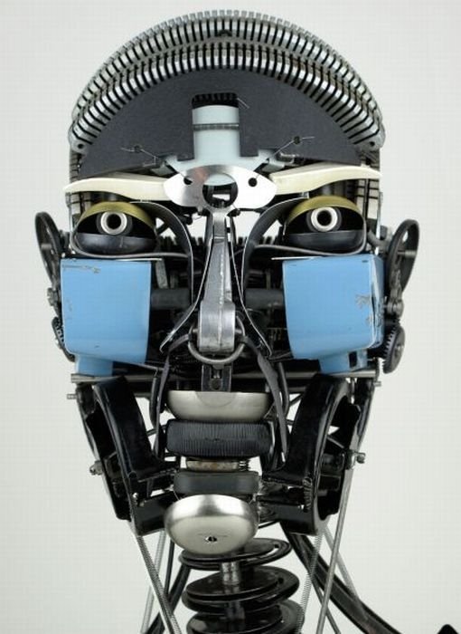 sculpture made out of typewriter parts