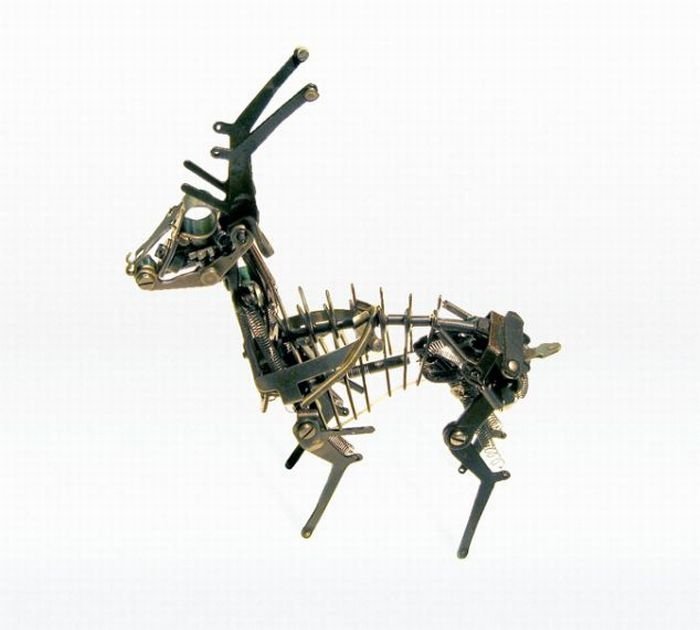 sculpture made out of typewriter parts