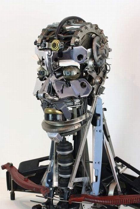 sculpture made out of typewriter parts