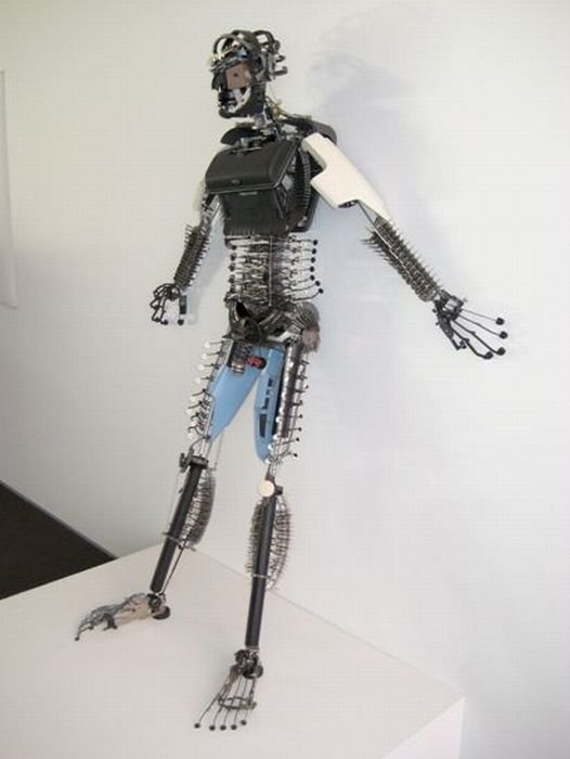 sculpture made out of typewriter parts