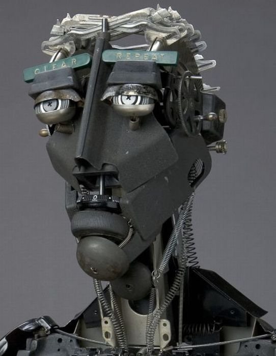 sculpture made out of typewriter parts