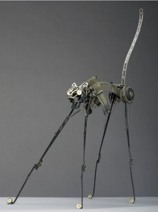 sculpture made out of typewriter parts