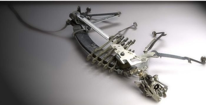 sculpture made out of typewriter parts