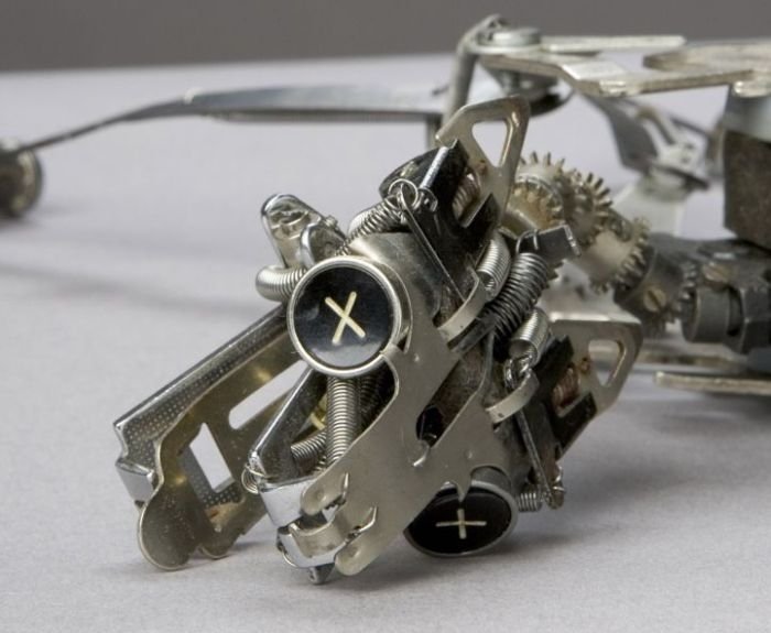 sculpture made out of typewriter parts