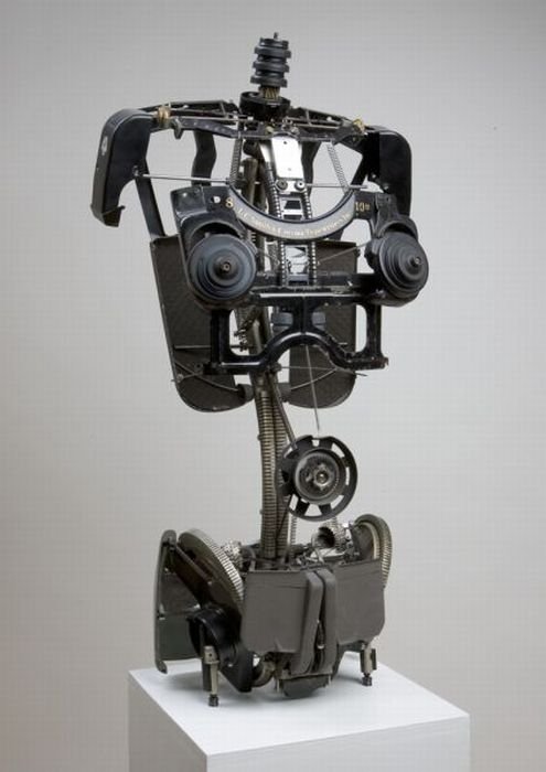 sculpture made out of typewriter parts