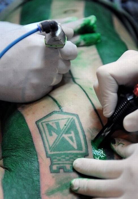 Felipe Alvarez, Atletico Nacional soccer jersey tattoo