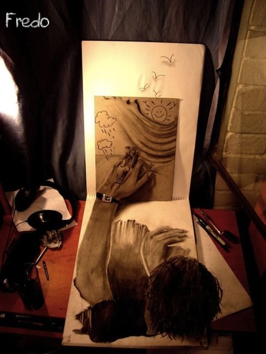 3D drawings by 17-year-old Chilean artist Fredo