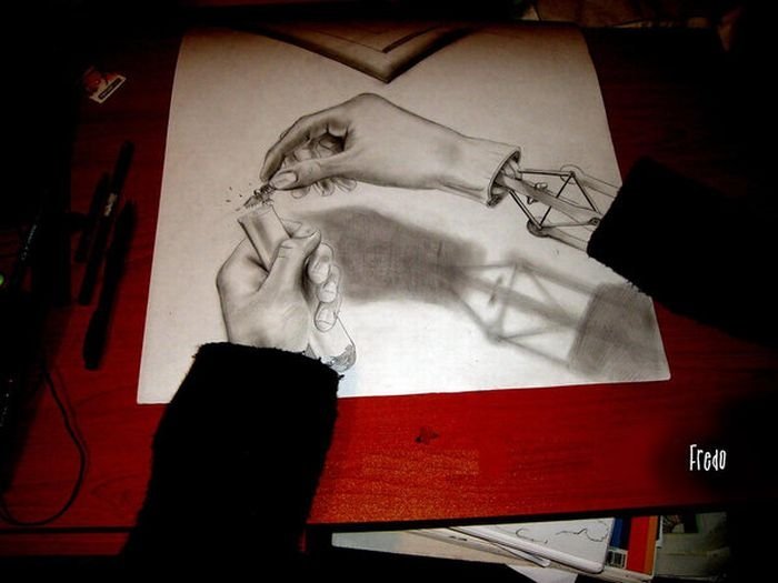 3D drawings by 17-year-old Chilean artist Fredo