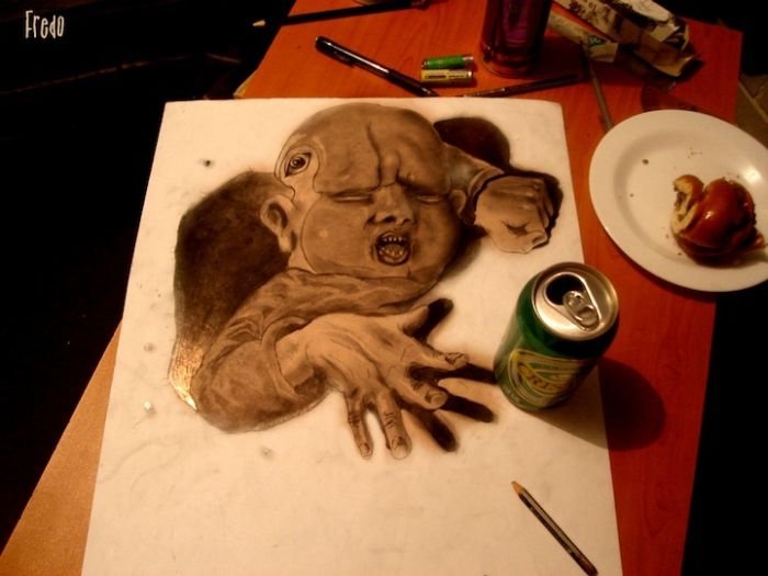 3D drawings by 17-year-old Chilean artist Fredo