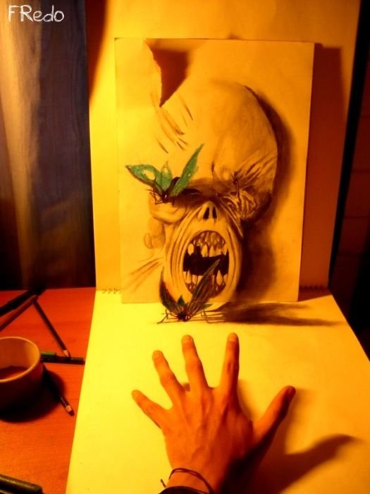 3D drawings by 17-year-old Chilean artist Fredo