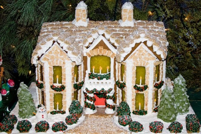 gingerbread house with candy decorations