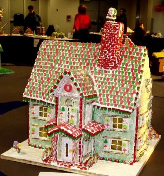 gingerbread house with candy decorations