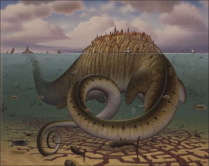 Cartoon worlds by  Jacek Yerka