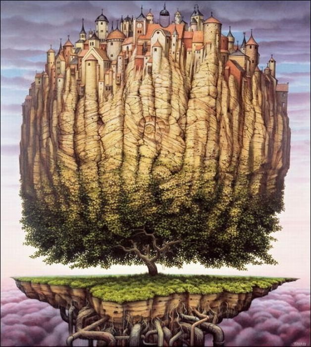 Cartoon worlds by  Jacek Yerka