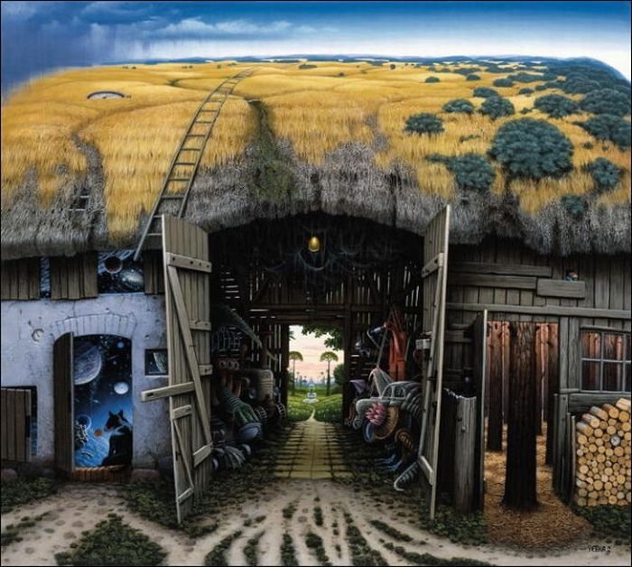 Cartoon worlds by  Jacek Yerka