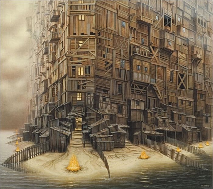 Cartoon worlds by  Jacek Yerka