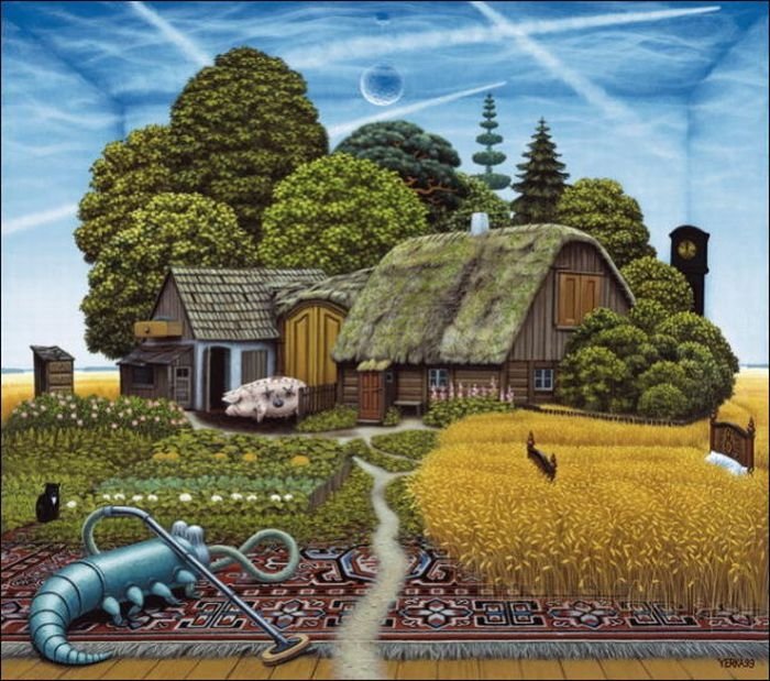 Cartoon worlds by  Jacek Yerka