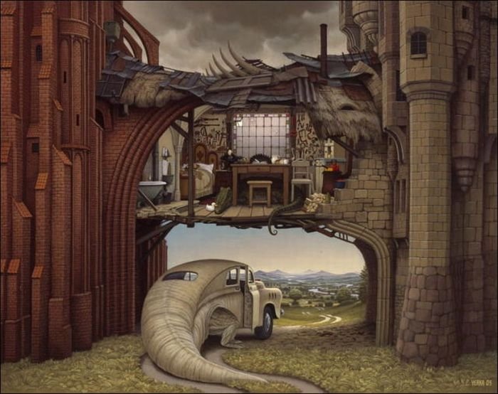 Cartoon worlds by  Jacek Yerka