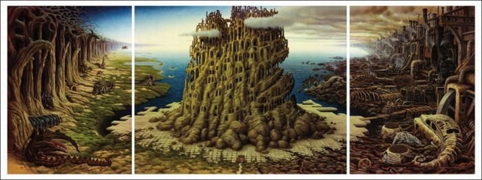 Cartoon worlds by  Jacek Yerka