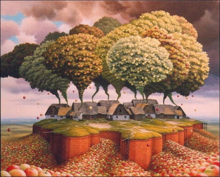 Cartoon worlds by  Jacek Yerka