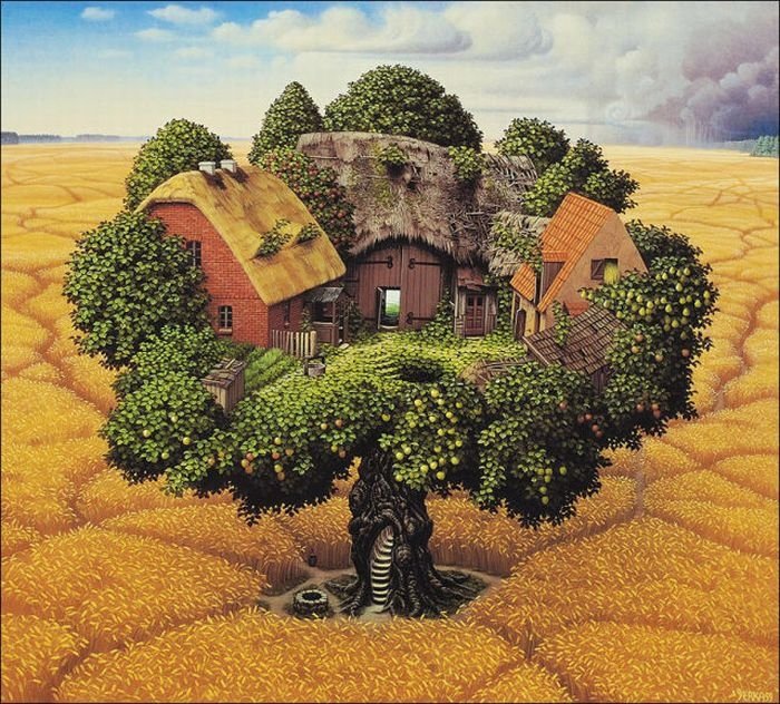 Cartoon worlds by  Jacek Yerka