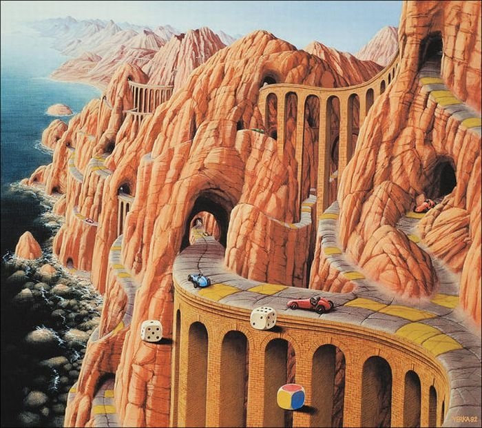 Cartoon worlds by  Jacek Yerka