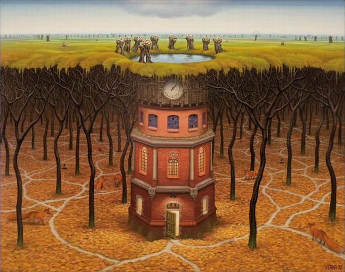 Cartoon worlds by  Jacek Yerka