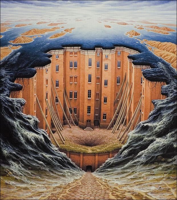 Cartoon worlds by  Jacek Yerka