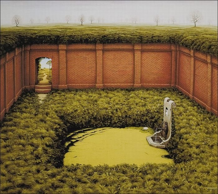 Cartoon worlds by  Jacek Yerka