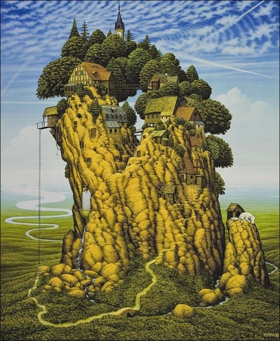 Cartoon worlds by  Jacek Yerka