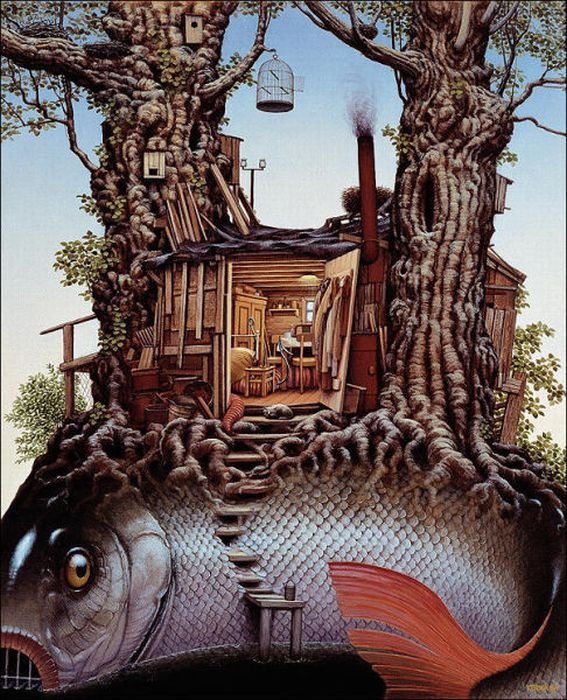 Cartoon worlds by  Jacek Yerka