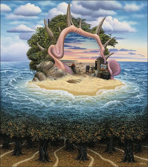 Cartoon worlds by  Jacek Yerka