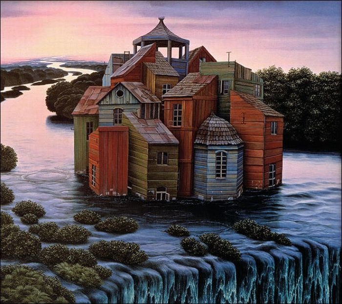 Cartoon worlds by  Jacek Yerka