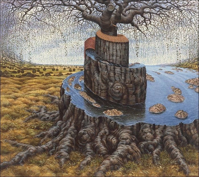 Cartoon worlds by  Jacek Yerka