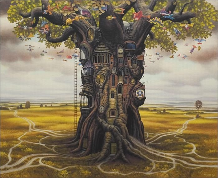 Cartoon worlds by  Jacek Yerka