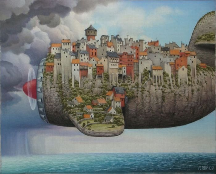 Cartoon worlds by  Jacek Yerka