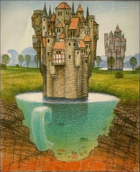 Cartoon worlds by  Jacek Yerka