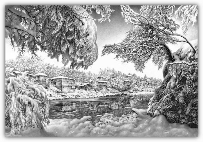 winter pencil drawing