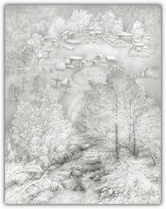 winter pencil drawing