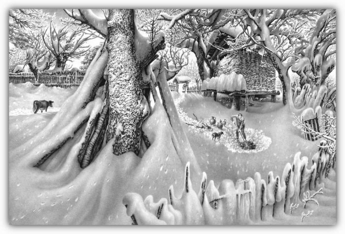 winter pencil drawing