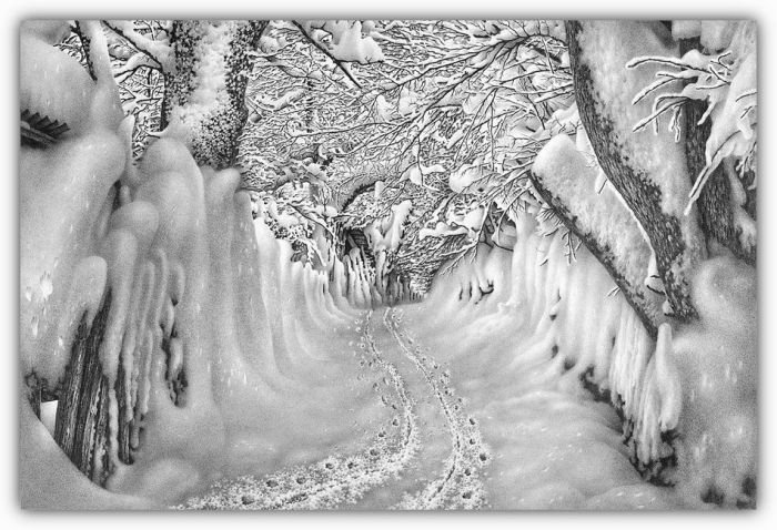 winter pencil drawing