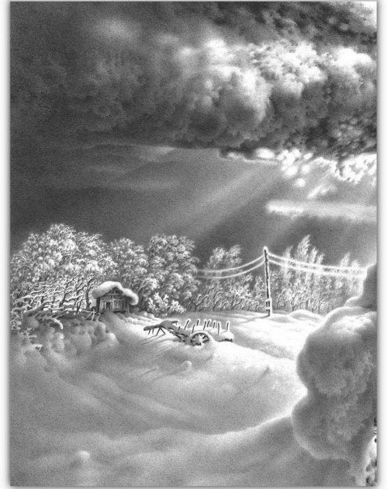 winter pencil drawing