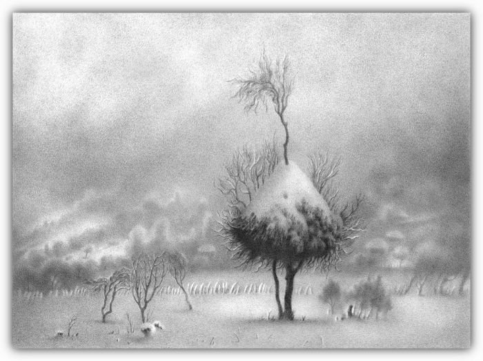 winter pencil drawing