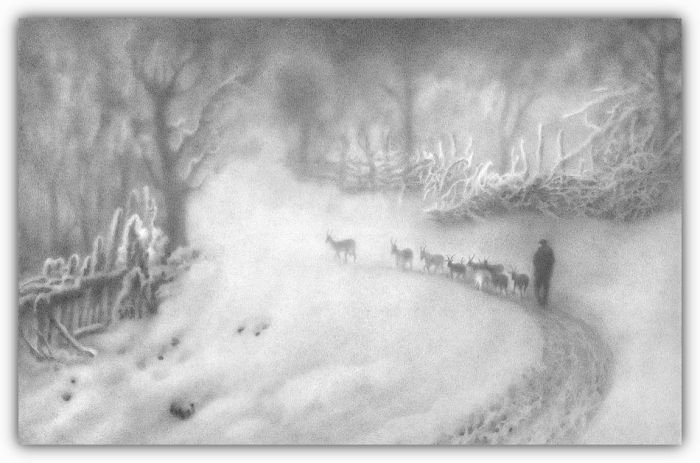 winter pencil drawing