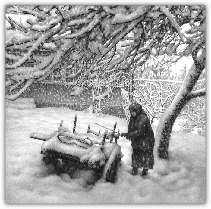 winter pencil drawing