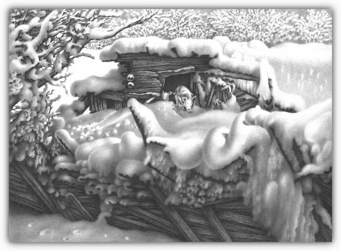 winter pencil drawing