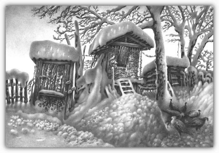 winter pencil drawing