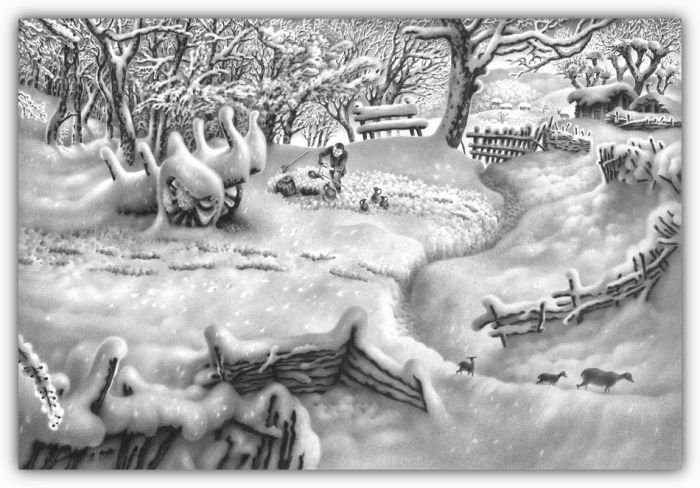 winter pencil drawing