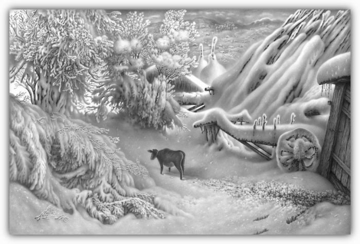 winter pencil drawing